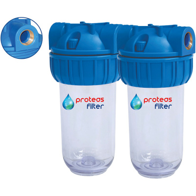 Διπλή φιλτροθήκη κεντρικής παροχής διάφανη 7″ – 3/4″ – σκέτη