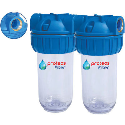 Διπλή φιλτροθήκη κεντρικής παροχής διάφανη 7″ – 1″ – σκέτη