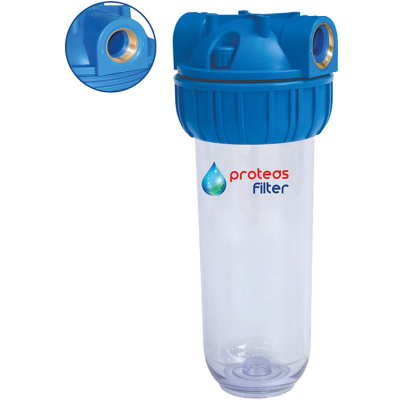 Μονή φιλτροθήκη κεντρικής παροχής – STRONG – διάφανη πλαστική 10″ – 3/4″ – σκέτη