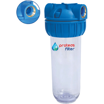 Μονή φιλτροθήκη κεντρικής παροχής -STRONG – διάφανη πλαστική 10″ – 1″ – σκέτη