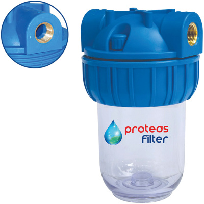 Μονή φιλτροθήκη κεντρικής παροχής STRONG διάφανη πλαστική 5″ – 1/2″ – σκέτη