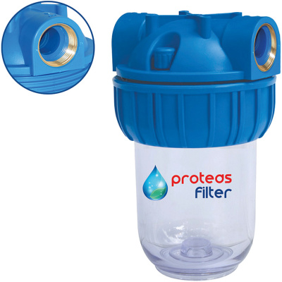 Μονή φιλτροθήκη κεντρικής παροχής STRONG διάφανη πλαστική 5″ – 1″ – σκέτη